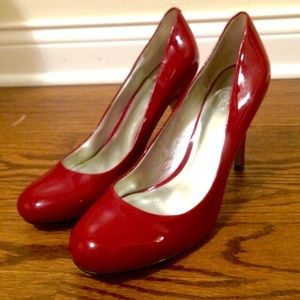 Red patent heels